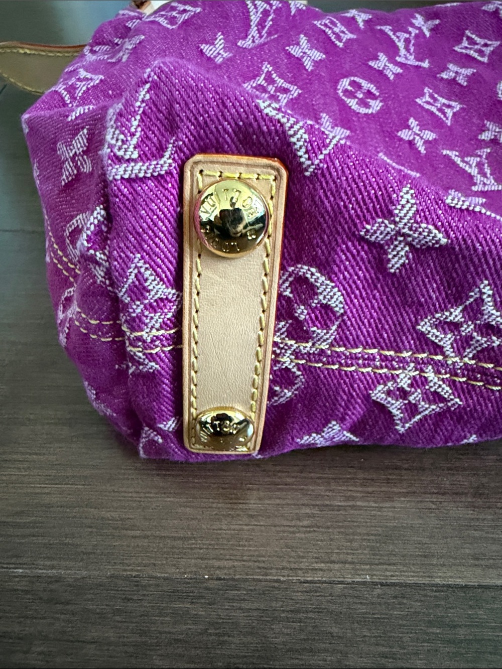 Louis Vuitton Purple Monogram Canvas Shoulder Bag with Vachetta Trim - Picture 3 of 4